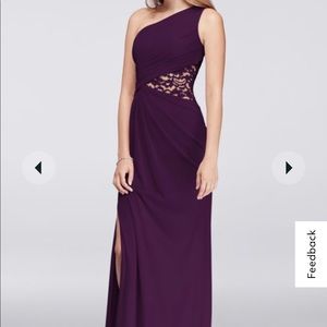 David’s Bridal One Shoulder Plum Bridesmaids Dress (4)